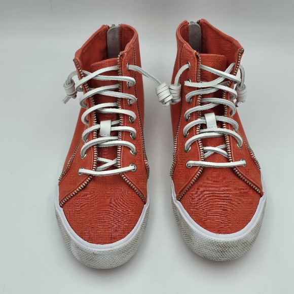 Sperry x Rebecca Minkoff Washed Canvas High Top Sneakers, Orange, Women's 7.5 - Picture 3 of 16